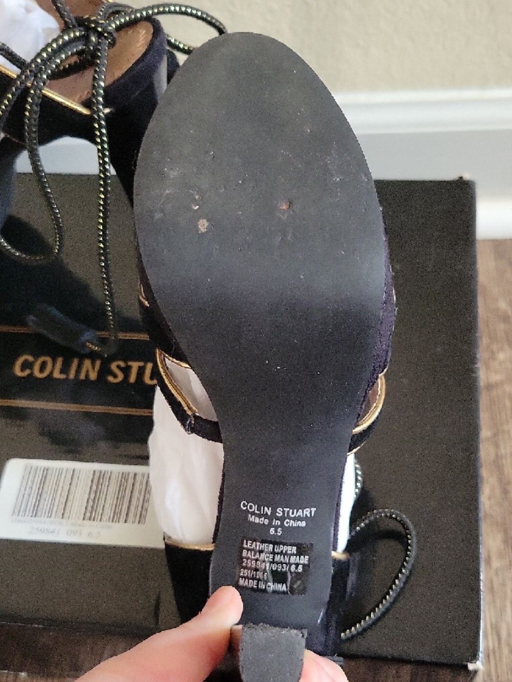 Colin Stuart for Victoria's Secret Black & Gold Heeled Tie-up Shoes - Picture 7 of 9
